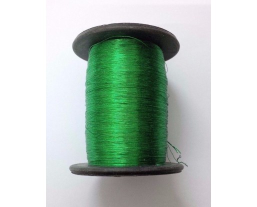 DARK GREEN - Spool of Shiny Metallic Thread Yarn - For Crochet Sewing Embroidery Handwork Artwork Jewelry